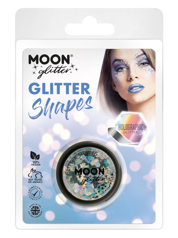 Moon Glitter Holographic Glitter Shapes, Silver