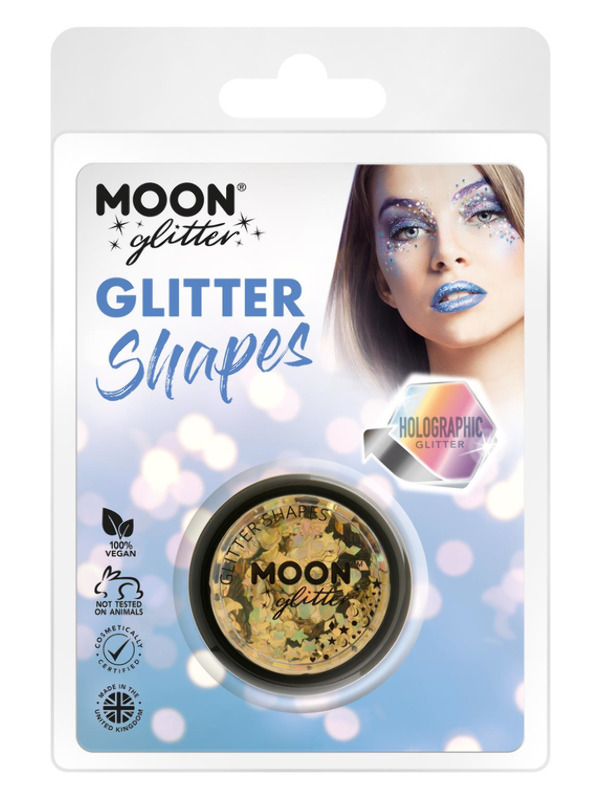 Moon Glitter Holographic Glitter Shapes, Gold