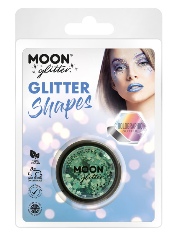 Moon Glitter Holographic Glitter Shapes, Green