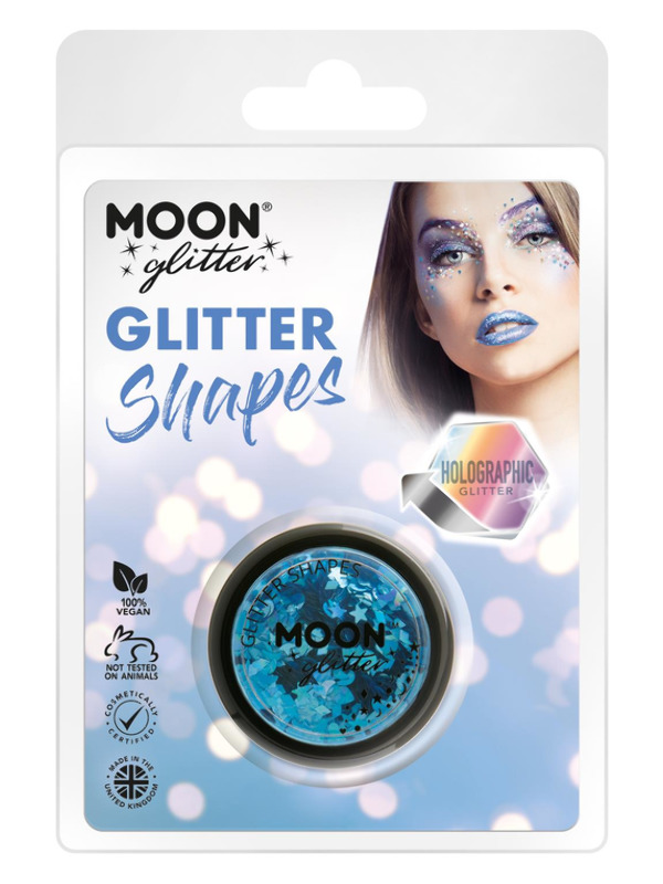 Moon Glitter Holographic Glitter Shapes, Blue