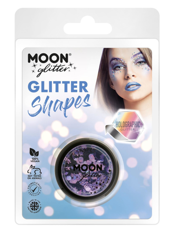 Moon Glitter Holographic Glitter Shapes, Purple