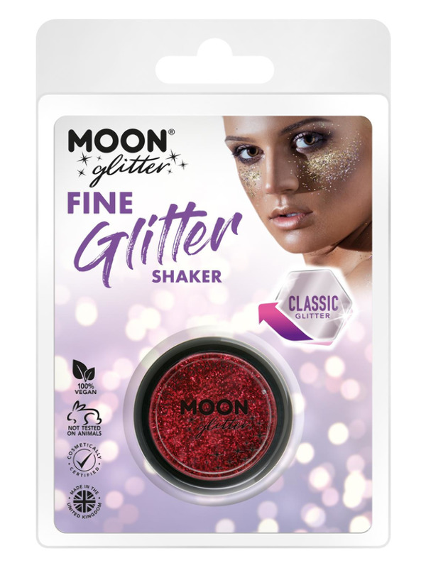 Moon Glitter Classic Fine Glitter Shakers, Red
