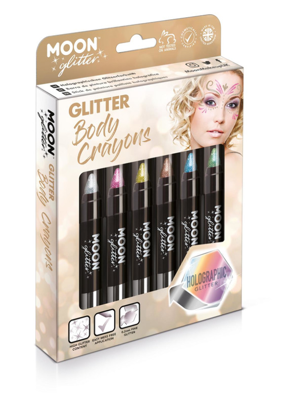 Moon Glitter Holographic Body Crayons, Assorted