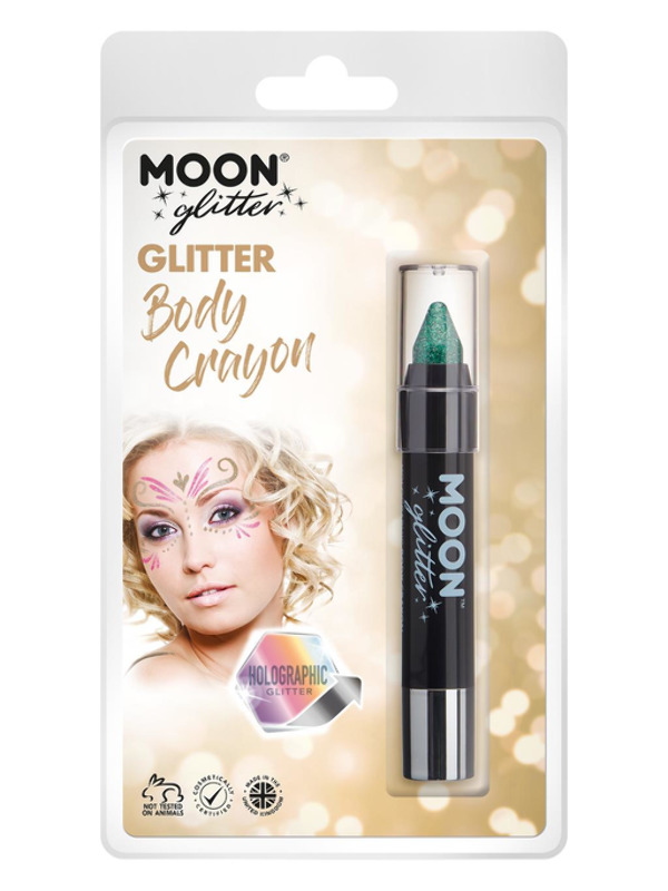 Moon Glitter Holographic Body Crayons, Green