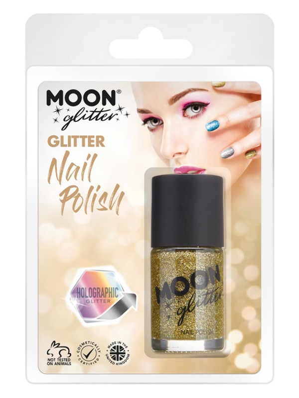 Moon Glitter Holographic Nail Polish, Gold