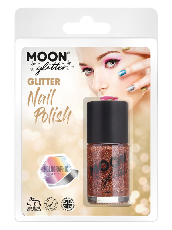 Moon Glitter Holographic Nail Polish, Rose Gold
