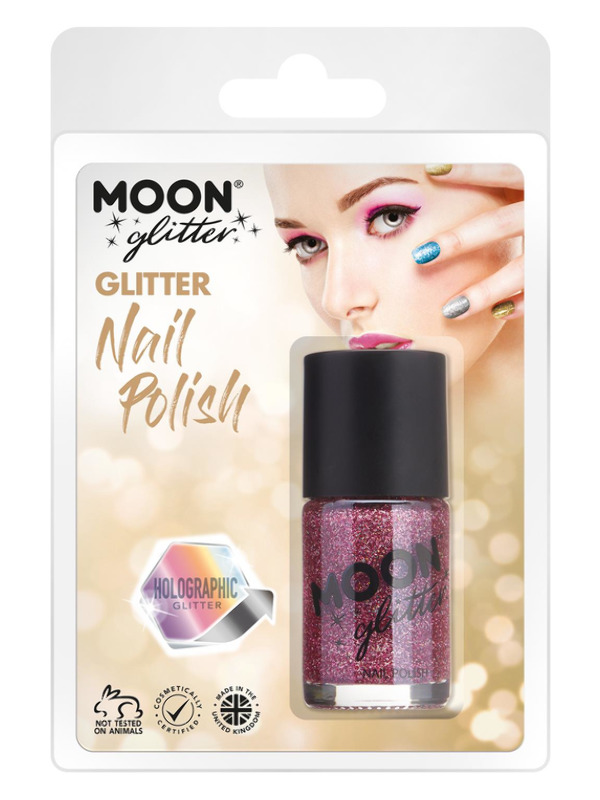 Moon Glitter Holographic Nail Polish, Pink