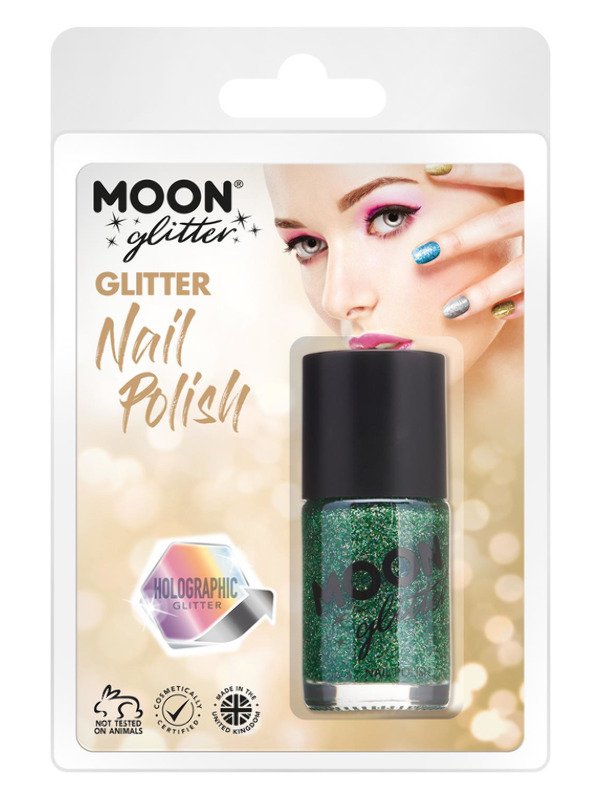 Moon Glitter Holographic Nail Polish, Green