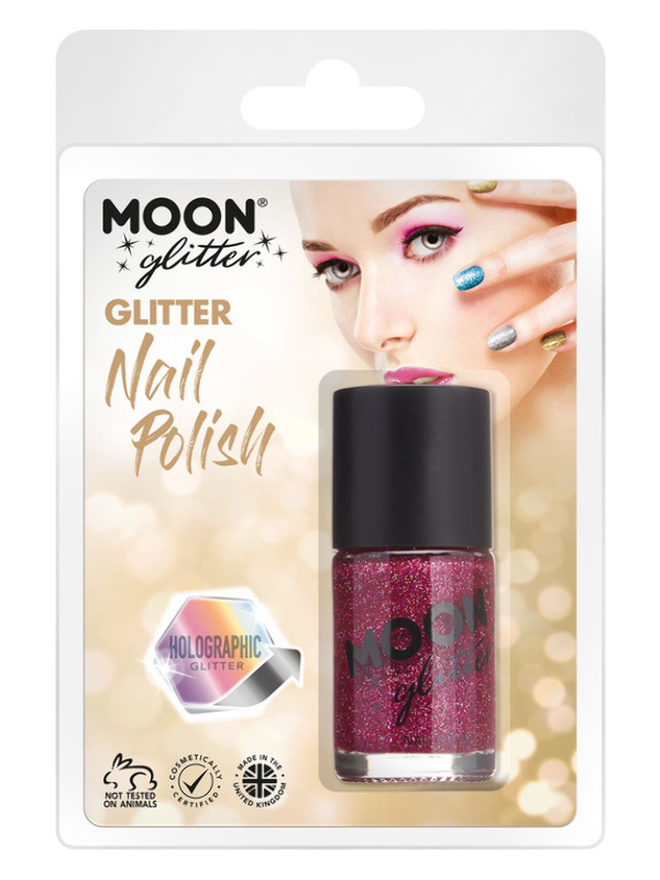 Moon Glitter Holographic Nail Polish, Fuchsia