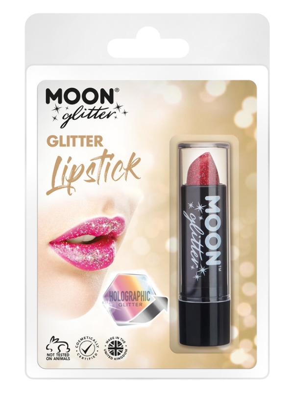 Moon Glitter Holographic Glitter Lipstick, Red