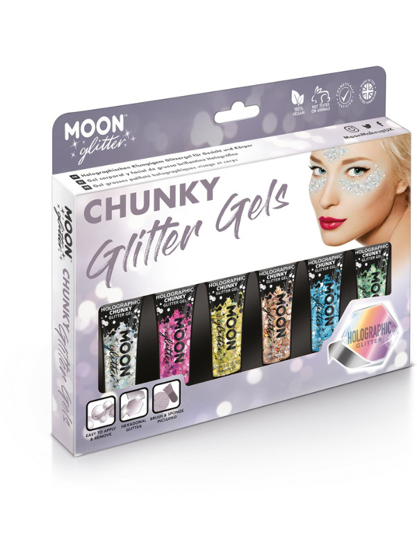 Moon Glitter Holographic Chunky Glitter Gel, Assor