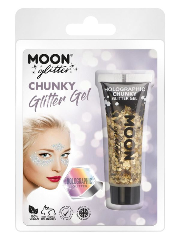 Moon Glitter Holographic Chunky Glitter Gel, Gol