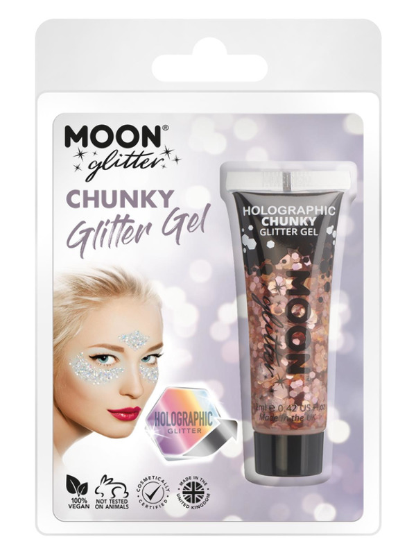 Moon Glitter Holographic Chunky Glitter Gel, Ros