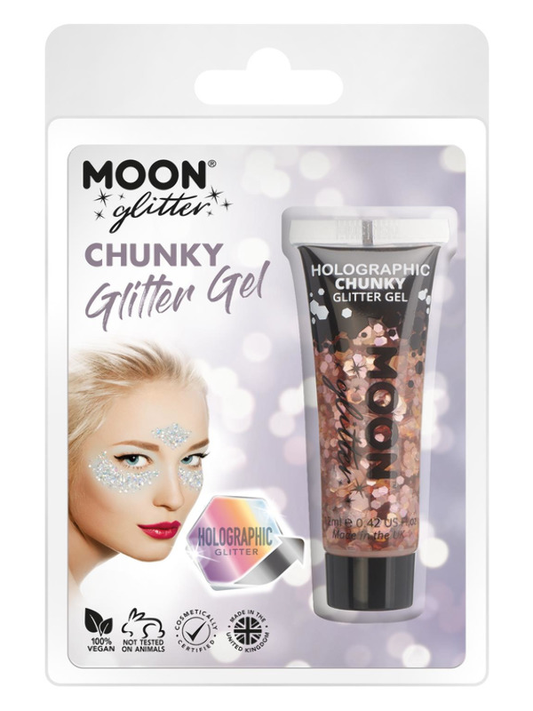 Moon Glitter Holographic Chunky Glitter Gel, Ros
