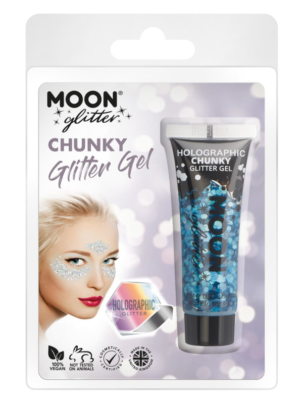 Moon Glitter Holographic Chunky Glitter Gel, Blu