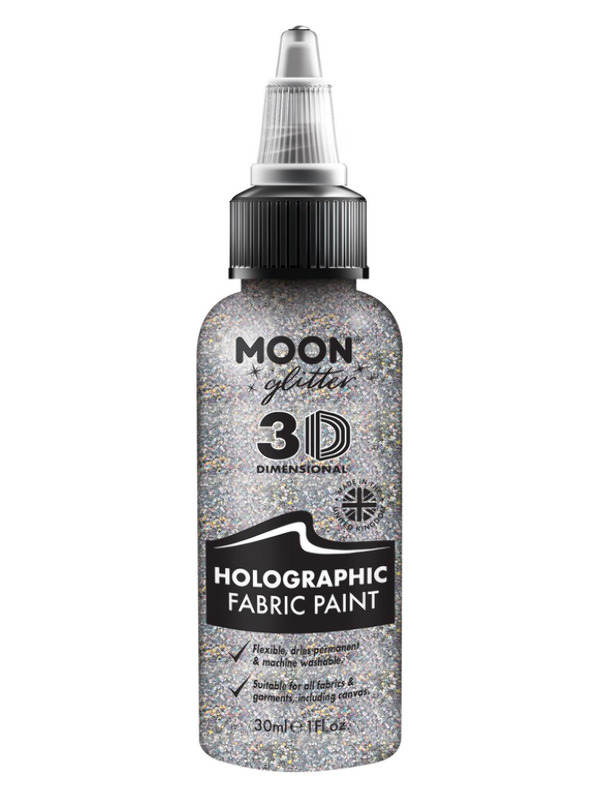 Moon Glitter Holographic Glitter Fabric Paint, Sil
