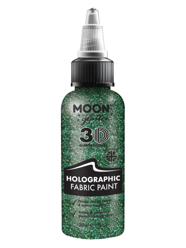 Moon Glitter Holographic Glitter Fabric Paint, Gre