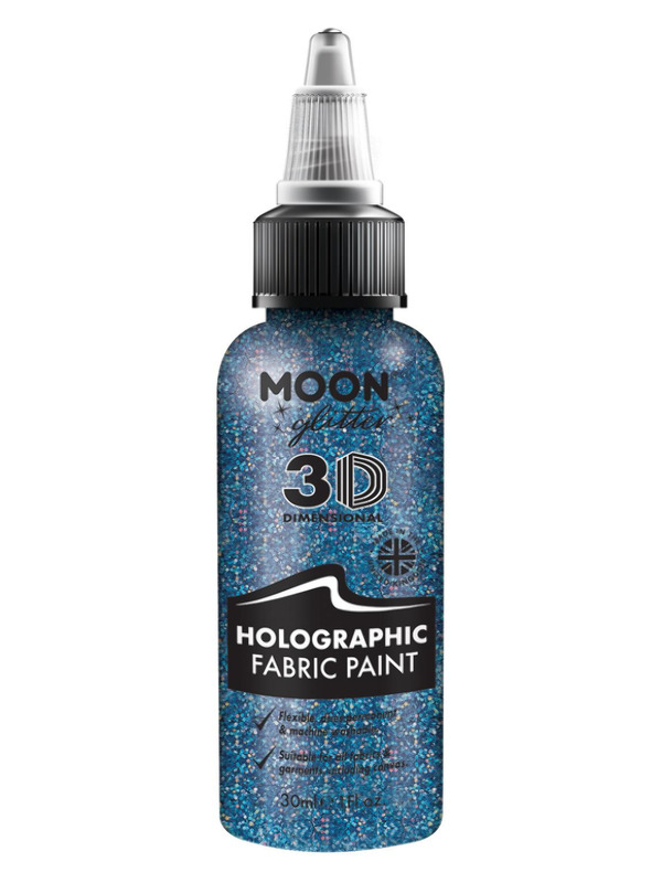 Moon Glitter Holographic Glitter Fabric Paint, Blu