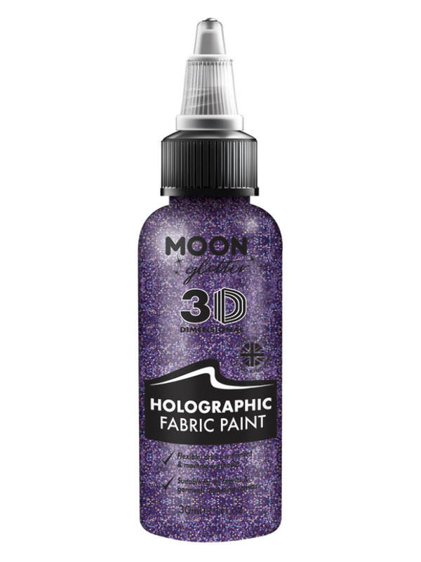 Moon Glitter Holographic Glitter Fabric Paint, Pur