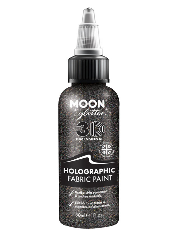 Moon Glitter Holographic Glitter Fabric Paint, Bla