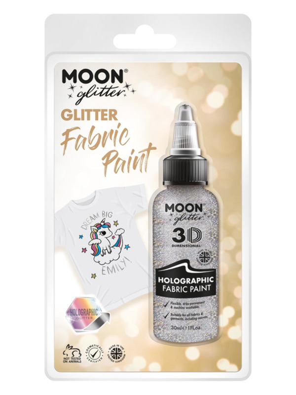 Moon Glitter Holographic Glitter Fabric Paint, Sil