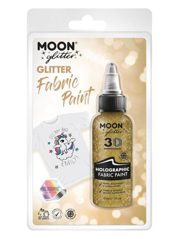 Moon Glitter Holographic Glitter Fabric Paint, Gol