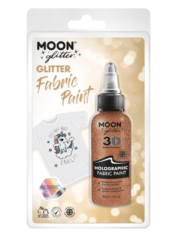 Moon Glitter Holographic Glitter Fabric Paint, Ros