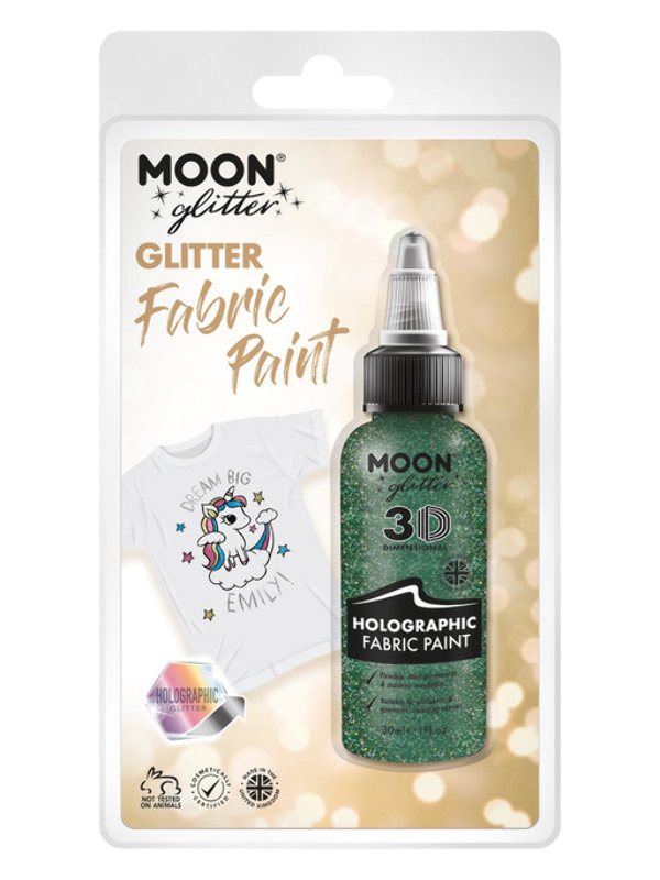 Moon Glitter Holographic Glitter Fabric Paint, Gre