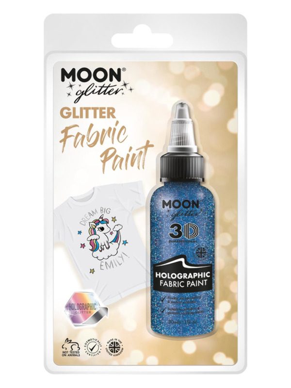 Moon Glitter Holographic Glitter Fabric Paint, Blu