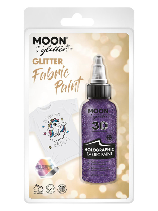 Moon Glitter Holographic Glitter Fabric Paint, Pur