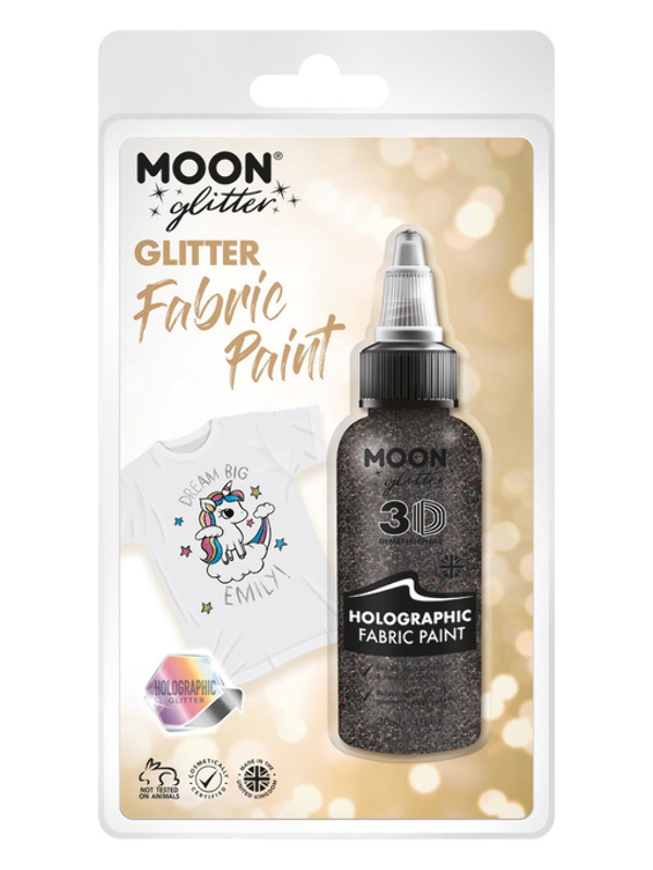Moon Glitter Holographic Glitter Fabric Paint, Bla