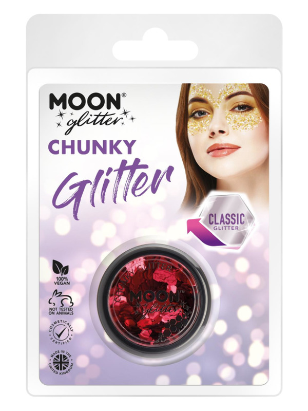 Moon Glitter Classic Chunky Glitter, Red