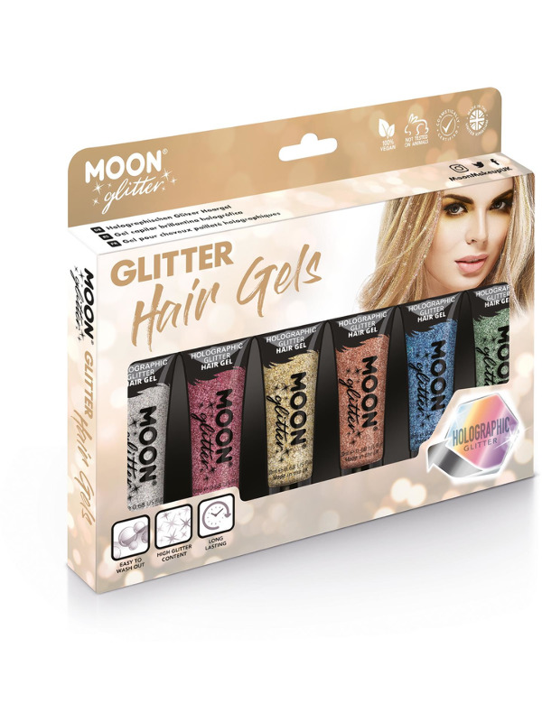 Moon Glitter Holographic Glitter Hair Gel, Assorte