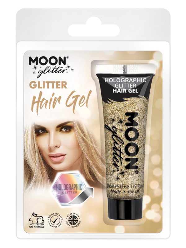 Moon Glitter Holographic Glitter Hair Gel, Gold