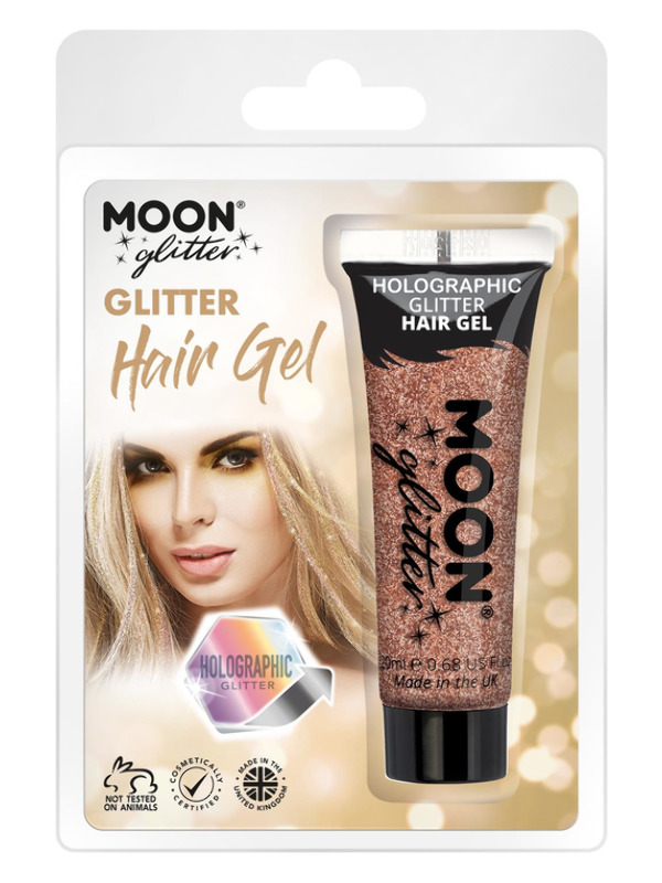 Moon Glitter Holographic Glitter Hair Gel, Rose Go