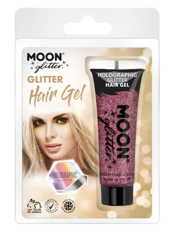 Moon Glitter Holographic Glitter Hair Gel, Pink