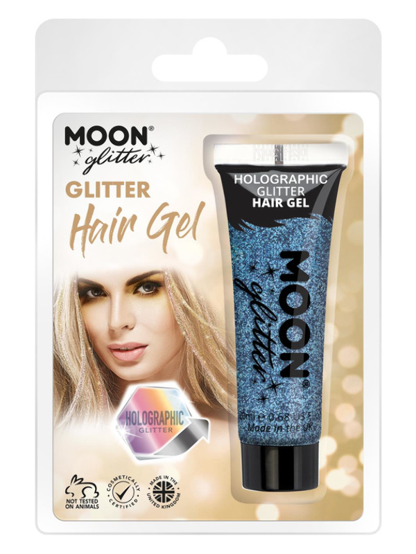 Moon Glitter Holographic Glitter Hair Gel, Blue