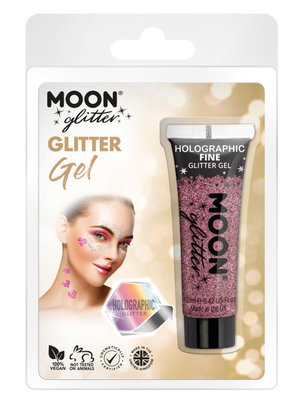 Moon Glitter Holographic Fine Glitter Gel, Pink