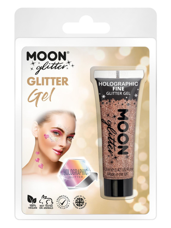 Moon Glitter Holographic Fine Glitter Gel, Rose Go
