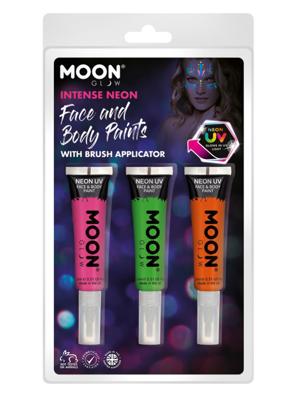 Moon Glow Intense Neon UV Face Paint and Brush,