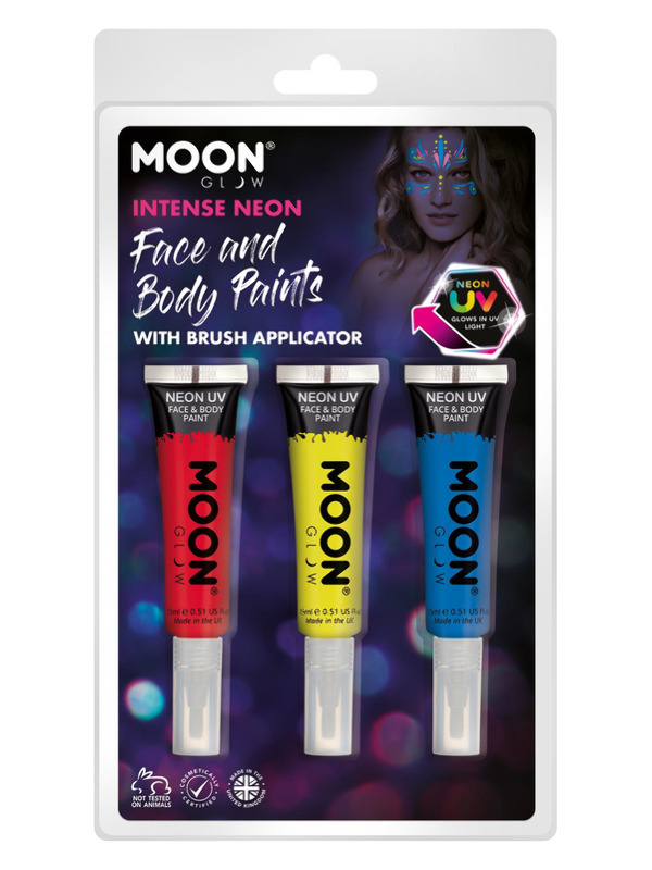 Moon Glow Intense Neon UV Face Paint and Brush,