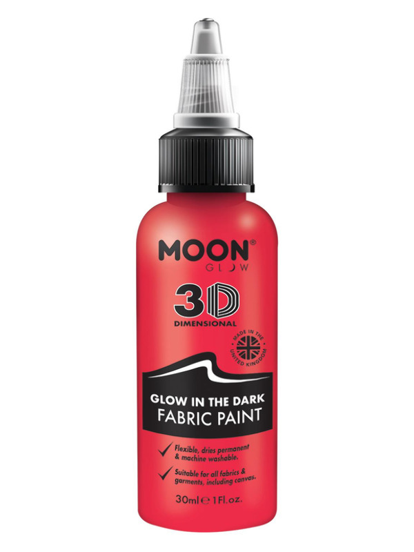 Moon Glow - Glow in the Dark Fabric Paint, Red