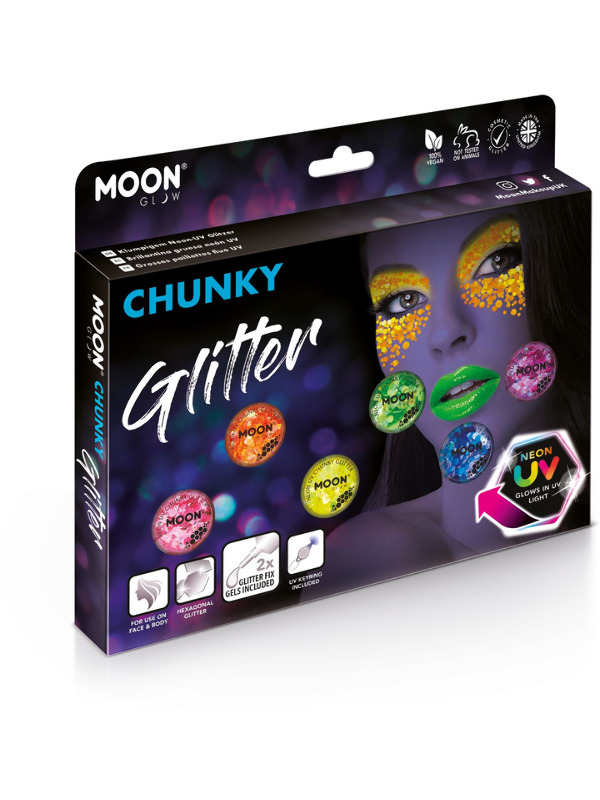 Moon Glow - Neon UV Chunky Glitter, Assorted