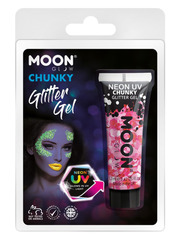 Moon Glow - Neon UV Chunky Glitter Gel, Pink