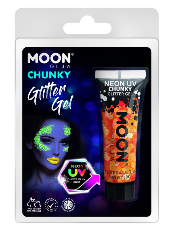 Moon Glow - Neon UV Chunky Glitter Gel, Orange