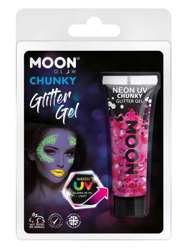 Moon Glow - Neon UV Chunky Glitter Gel, Magenta