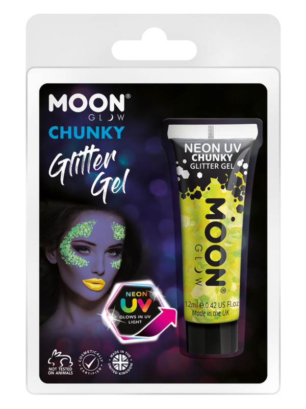 Moon Glow - Neon UV Chunky Glitter Gel, Yellow
