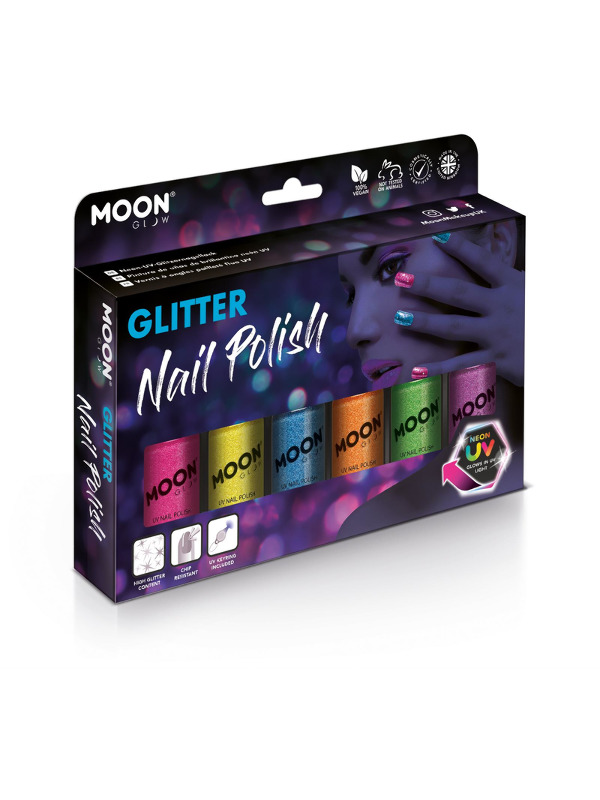 Moon Glow - Neon UV Glitter Nail Polish, Assorted