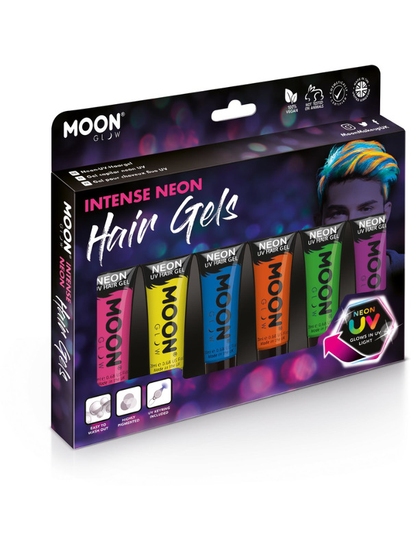 Moon Glow Intense Neon UV Hair Gel, Assorted