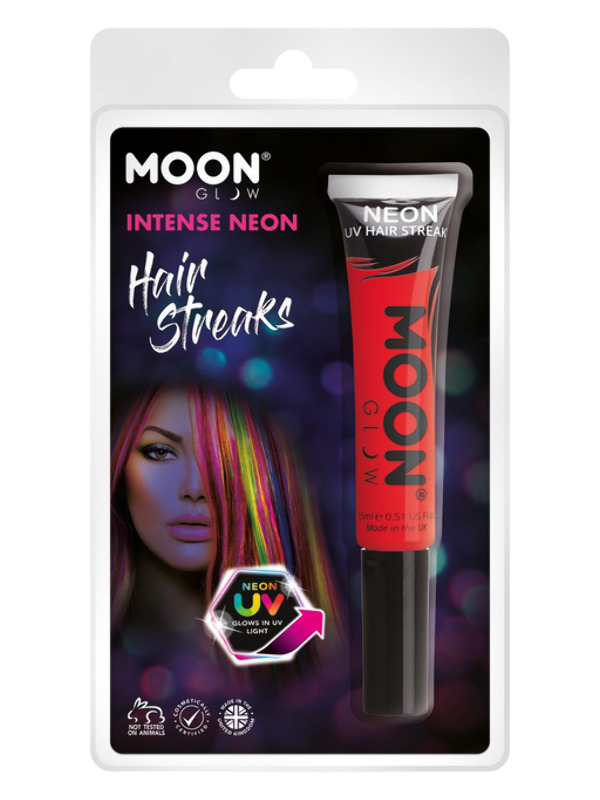 Moon Glow Intense Neon UV Hair Streaks, Red
